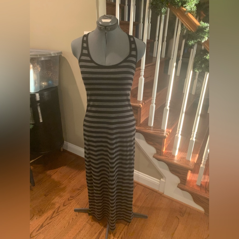 Black and Grey Racerback Maxi Dress, Size XS.